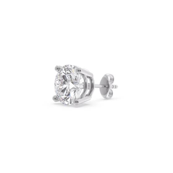 0.75ct I1/F Natural Round Cut Diamond Gents Stud Earring in 18k White Gold