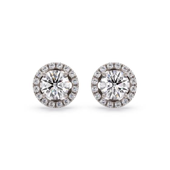 Round Diamond Single Halo Earrings