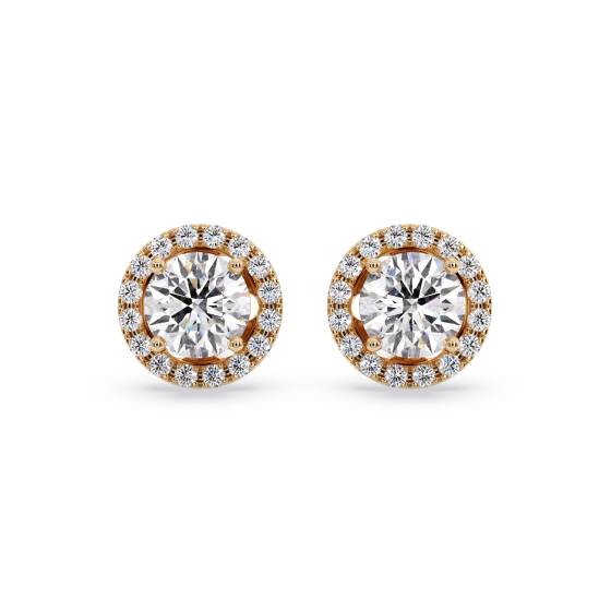 Round Diamond Single Halo Earrings