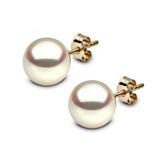 9mm Freshwater Pearl Stud Earrings in 9k Yellow Gold