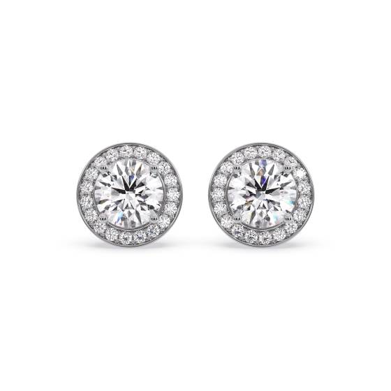 Elegant Round Diamond Single Halo Earrings