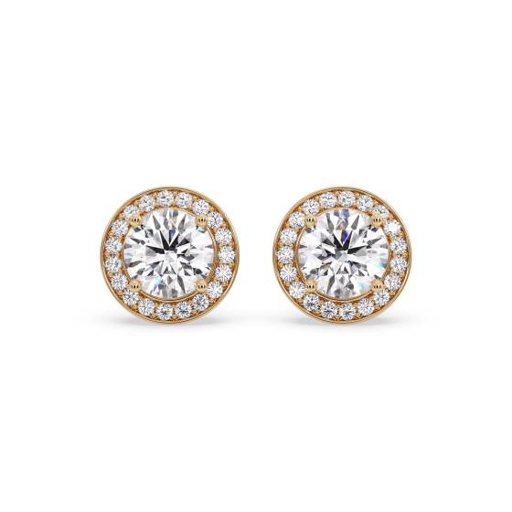 Elegant Round Diamond Single Halo Earrings
