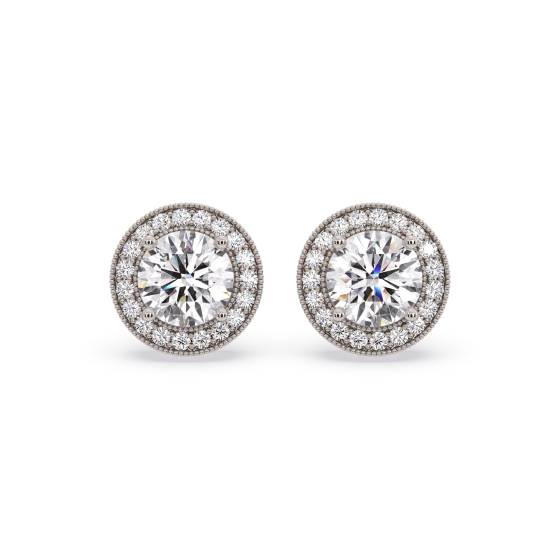 Round Diamond Single Halo Earrings