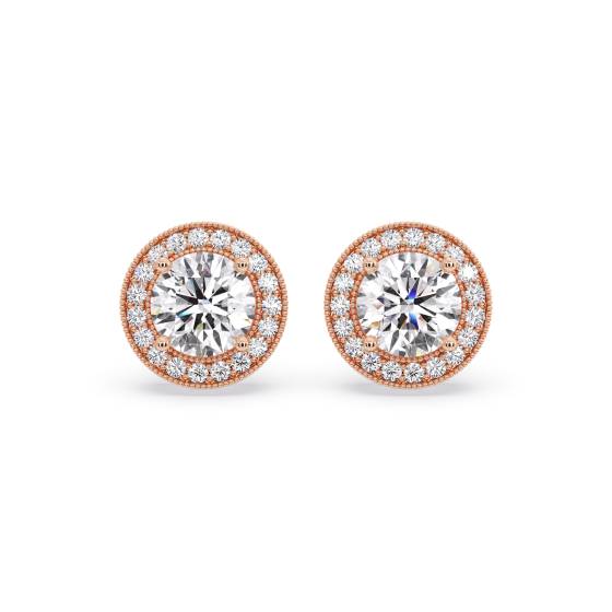 Round Diamond Single Halo Earrings