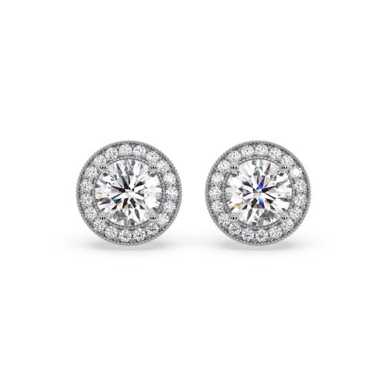 Round Diamond Single Halo Earrings