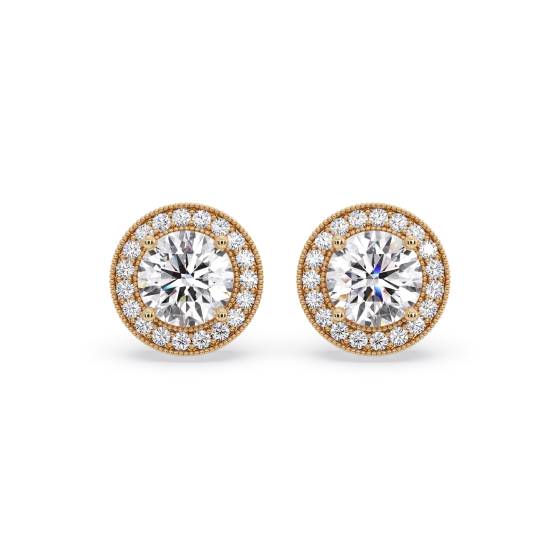 Round Diamond Single Halo Earrings