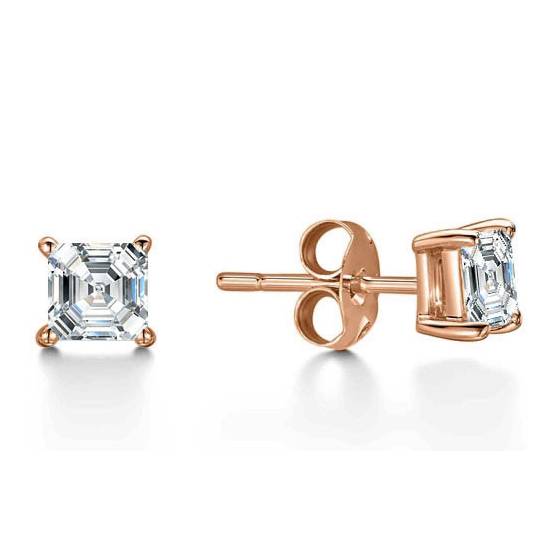 Classic Asscher Diamond Stud Earrings