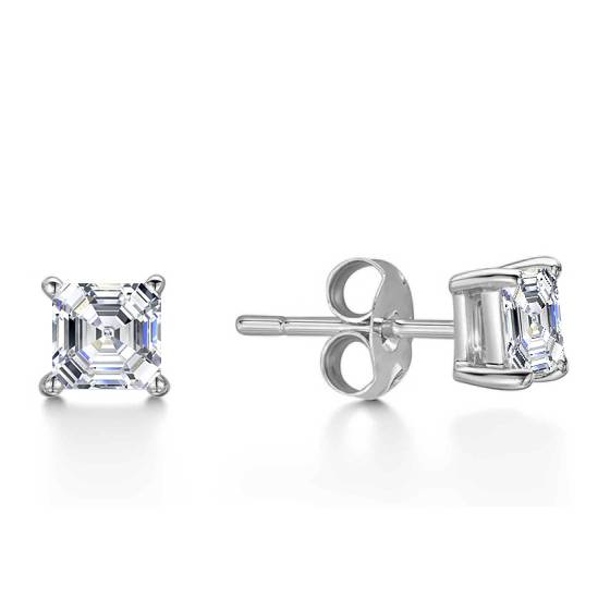 Classic Asscher Diamond Stud Earrings