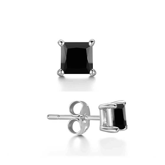 Mens Black Diamond Single Stud Earring