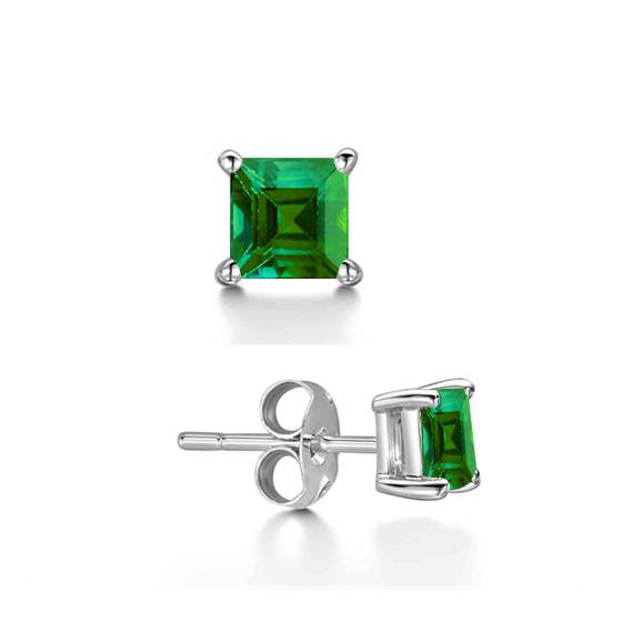 Mens Green Emerald GemStone Single Stud Earring
