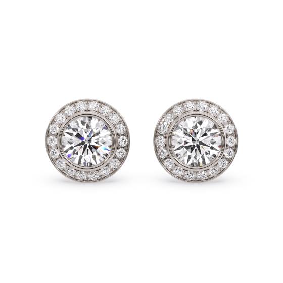 Modern Round Diamond Halo Cluster Earrings