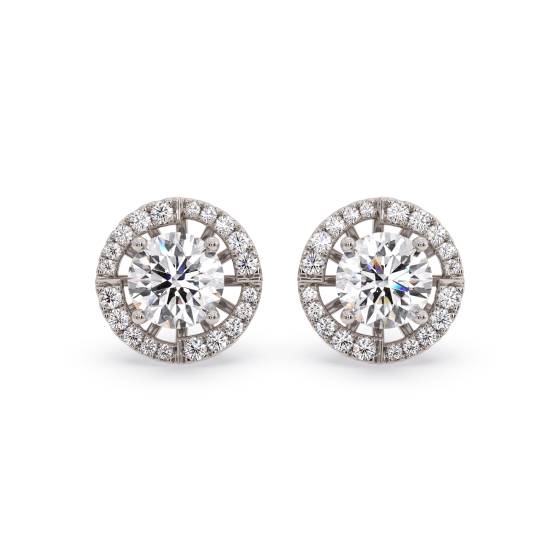 Round Diamond Single Halo Earrings
