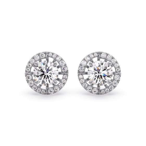 Round Diamond Single Halo Earrings
