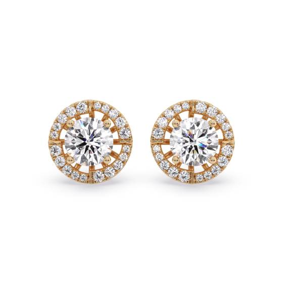 Round Diamond Single Halo Earrings