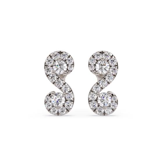 Swirling Round Diamond Designer Earrings