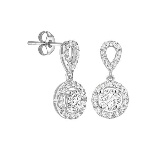 Elegant Round Diamond Single Halo Earrings