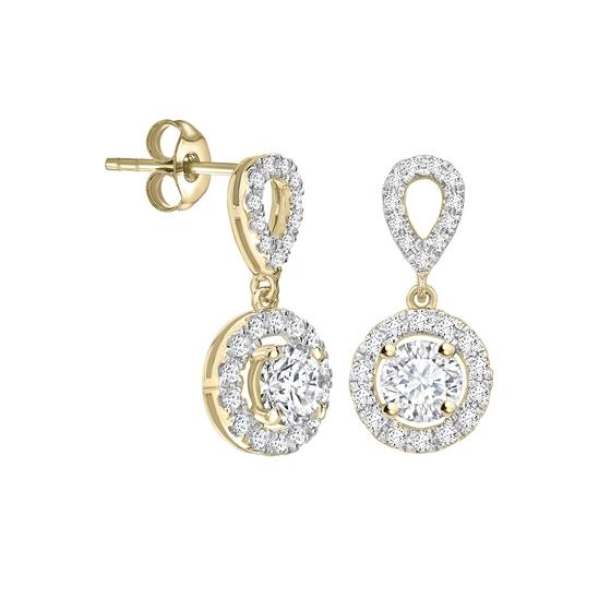 Elegant Round Diamond Single Halo Earrings