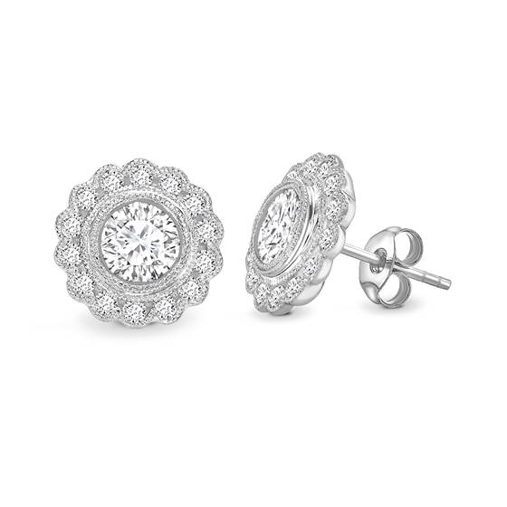 Round Diamond Milgrain Designer Earrings