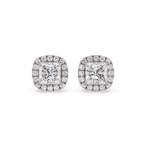 Princess Diamond Single Halo Earrings