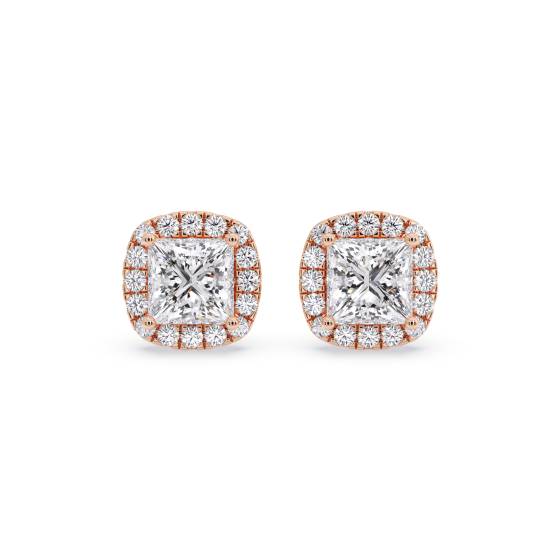 Princess Diamond Single Halo Earrings