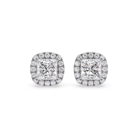 Princess Diamond Single Halo Earrings