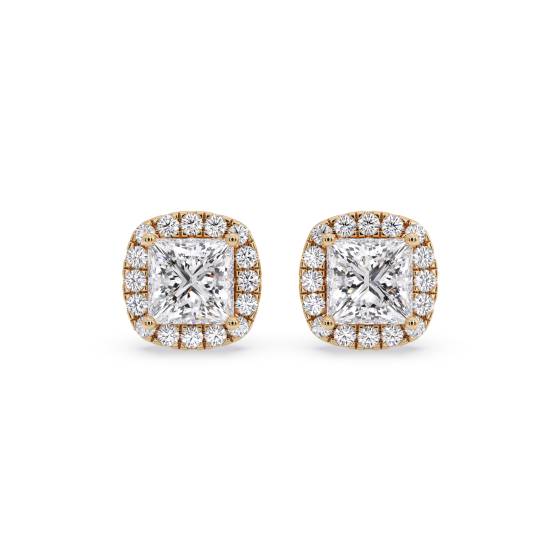 Princess Diamond Single Halo Earrings