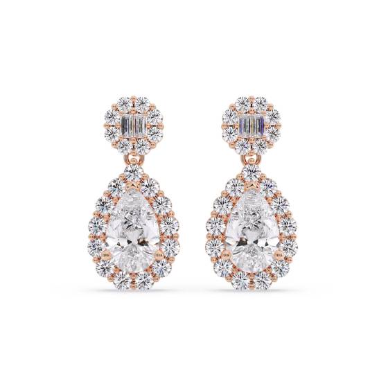 Unique Pear Diamond Drop Earrings