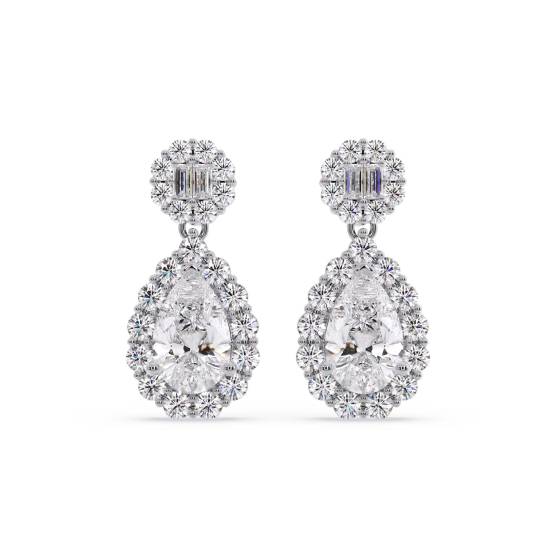 Unique Pear Diamond Drop Earrings