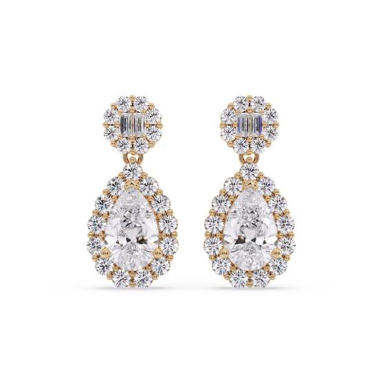 Unique Pear Diamond Drop Earrings