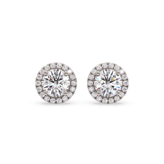 Round Diamond Single Halo Earrings