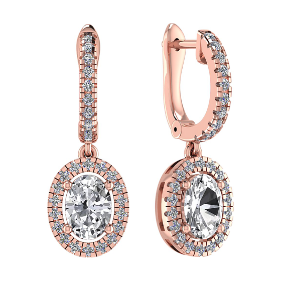 Oval and Round Diamond Drop and Hoop Earrings