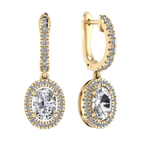 Oval and Round Diamond Drop and Hoop Earrings
