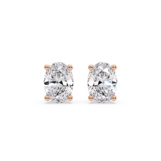 Classic Oval Diamond Stud Earrings