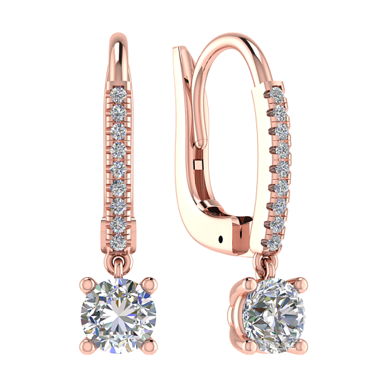 Round Cut Diamond Set Hoop Earrings