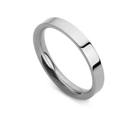 DHFC03 Flat Court Wedding Ring - 3mm width, Thin depth