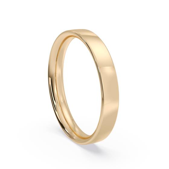 DHFC03 Flat Court Wedding Ring - 3mm width, Thin depth