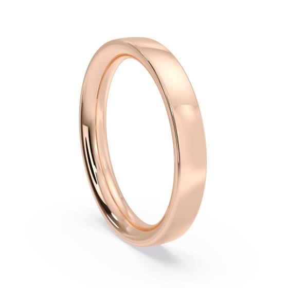 DHFC03H Flat Court Wedding Ring - Heavy weight, 3mm width