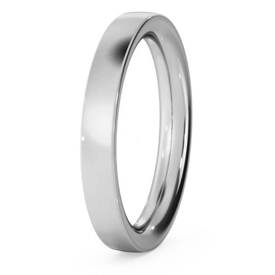 DHFC03H Flat Court Wedding Ring - Heavy weight, 3mm width