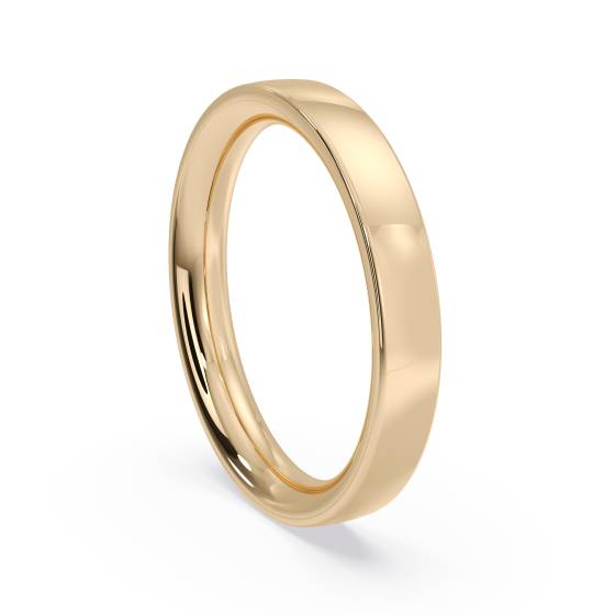 DHFC03H Flat Court Wedding Ring - Heavy weight, 3mm width