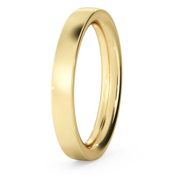 DHFC03H Flat Court Wedding Ring - Heavy weight, 3mm width