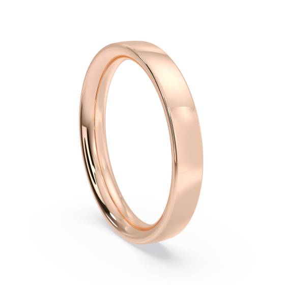 DHFC03M Flat Court Wedding Ring - 3mm width, Medium depth