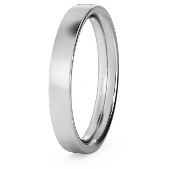 DHFC03M Flat Court Wedding Ring - 3mm width, Medium depth
