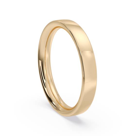 DHFC03M Flat Court Wedding Ring - 3mm width, Medium depth