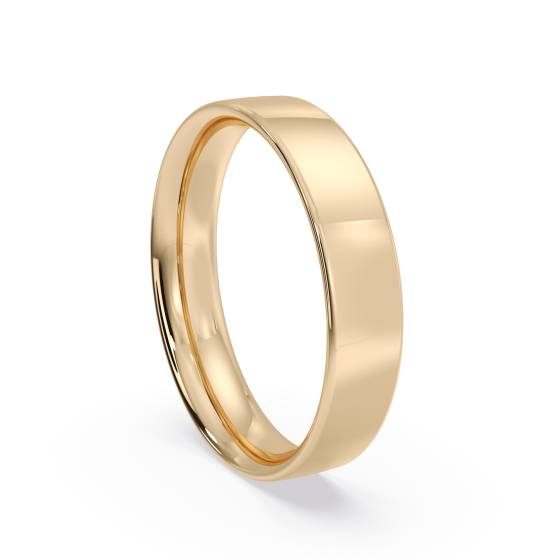 DHFC04 Flat Court Wedding Ring - 4mm width, Thin depth