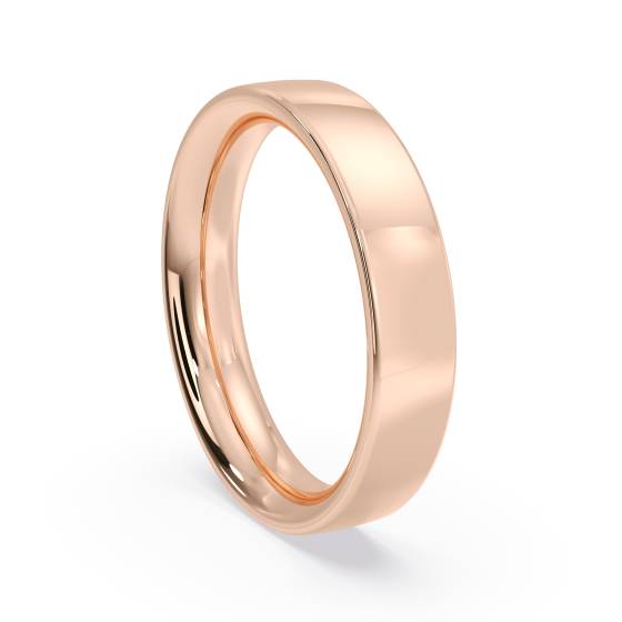 DHFC04H Flat Court Wedding Ring - Heavy weight, 4mm width