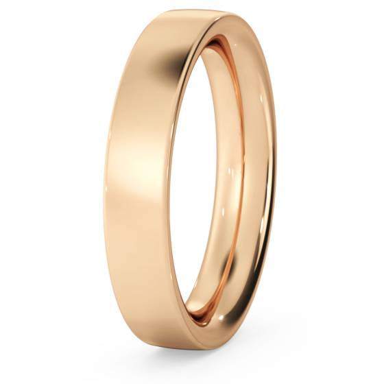 DHFC04H Flat Court Wedding Ring - Heavy weight, 4mm width