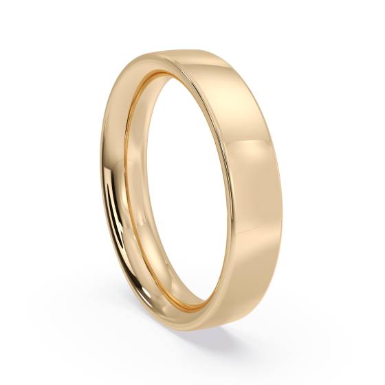 DHFC04H Flat Court Wedding Ring - Heavy weight, 4mm width