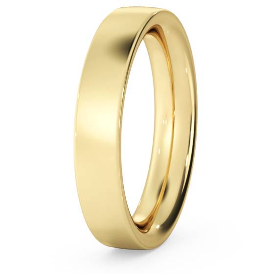 DHFC04H Flat Court Wedding Ring - Heavy weight, 4mm width