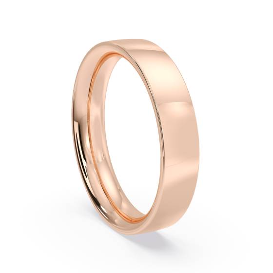 DHFC04M Flat Court Wedding Ring - 4mm width, Medium depth