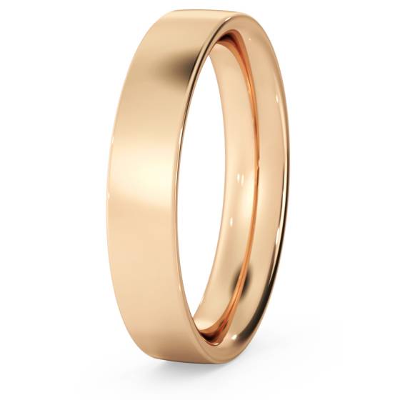 DHFC04M Flat Court Wedding Ring - 4mm width, Medium depth